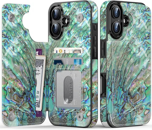 Vista 1177 de LETO para iPhone 15 Pro Funda tipo cartera - Tapa tipo folio con patada - Diseños de moda - Tarjetero - Funda protectora para mujeres y niñas - 6.1