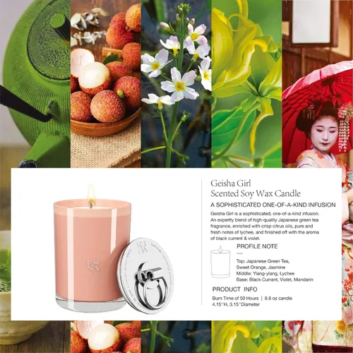 Vista 3 de Vela perfumada de lujo, velas de aromaterapia vertidas a mano para el hogar, perfumadas 100% naturales de cera de soja vegana, tapa de metal, vela