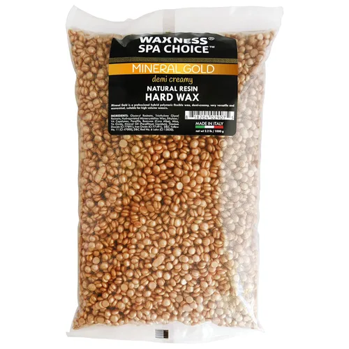 Waxness Spa Choice - Cuentas de cera dura cremosa de oro mineral, 2.2 libras
