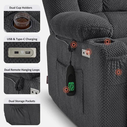 Vista 9 de MCombo 7893 - Sillón reclinable pequeño de doble motor para ancianos Beige