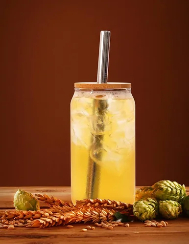 Vista 5 de Tapas de tarro Mason con orificio para pajita, tapas de bambú para lata de cerveza de vidrio, CNVOILA ECO tapas de tarro de bambú reutilizables