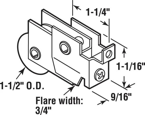 Vista 2 de Prime-Line N 7068 - Conjunto de rodillos para puerta de espejo de nailon de 1-1/2 pulgadas (paquete individual)
