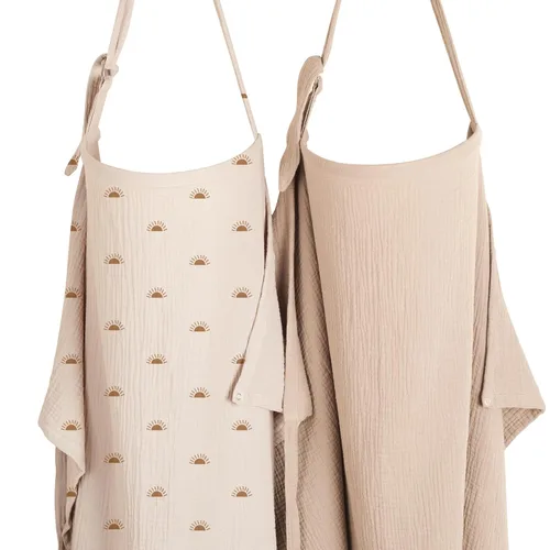 Vista 16 de Konssy 2-Pack de mantas de muselina para lactancia con aro rígido, 100% algodón, cubierta de lactancia ligera y transpirable, ajustable y cómoda