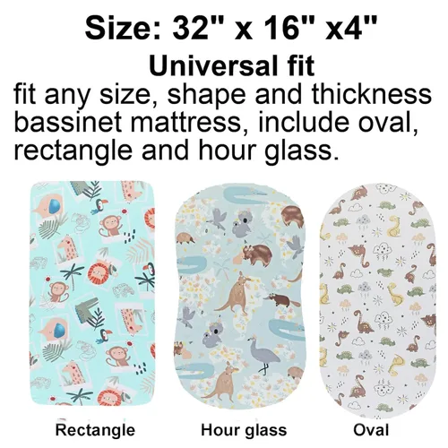 Vista 4 de Onacosht Sábanas de moisés para bebé, niño y niña, sábana bajera elástica transpirable universal para moisés, cuna de reloj de arena, almohadilla