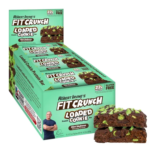 Vista 7 de FITCRUNCH - Barra de proteína de galletas cargada, alta proteína, sin gluten, bocadillo de proteínas (chocolate de lujo, 12 unidades)