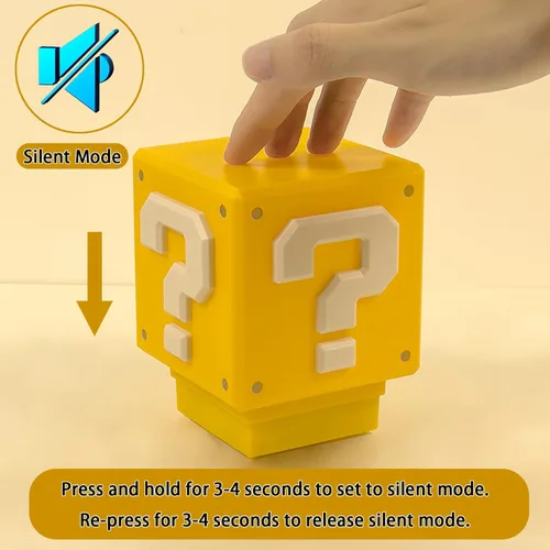 Vista 6 de Super Bros Mini Night Light Question Block Toys Night Light for Kids Square Brick USB ith Game Sound Effects Lamp for Desktop as Gifts for Kids