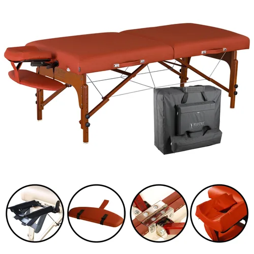Vista 3 de Master Massage Santana Pro - Mesa de masaje portátil de 31 pulgadas, amortiguación de espuma viscoelástica, paneles de piernas Reiki, mesa
