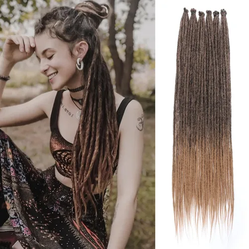 Vista 71 de Leeven Extensiones de Rastas Sintéticas de Doble Punta de 24 Pulgadas 30 Hebras Rastas Boho 613 Rubio 3 Estilos Mixtas Onduladas Rizadas DE Rastas