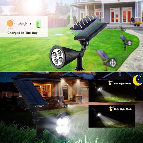 Vista 3 de Luces solares URPOWER resistentes al agua, luces solares para exterior, 2 en 1, luz solar ajustable, luz de pared, encendido y apagado automático