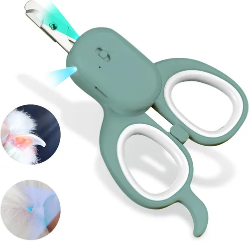 PAKEWAY Cortauñas para mascotas con luz LED y U-V, recortador de garras de gato con luz LED ultra brillante para línea de sangre de uñas para evitar