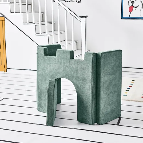 Vista 7 de Castillo de juegos para niños y niños pequeños, juego de complementos de sofá para sala de juegos, diseño modular duradero, prados verdes