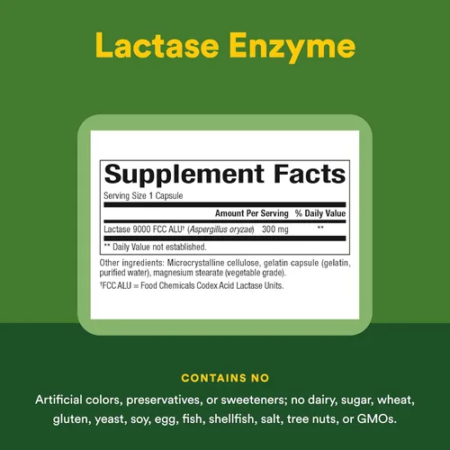 Vista 4 de Natural Factors, Enzima lactasa, ayuda digestiva para la intolerancia a la lactosa y a los lácteos, 60 cápsulas