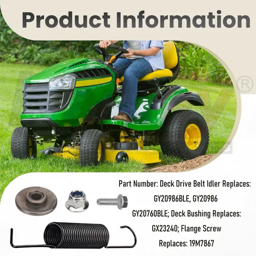 Vista 5 de Karbay GY20986 Placa de brazo loco de correa de transmisión de cubierta para tractores de césped J-OHN Deere D140 E160 L130 LA145, reemplaza