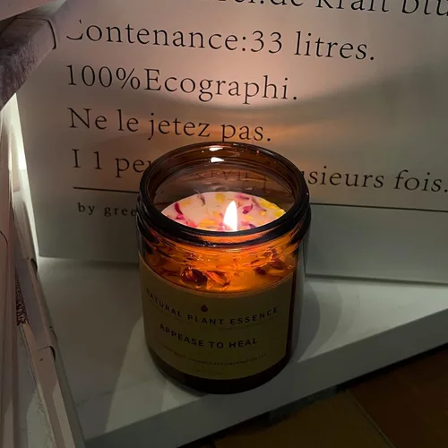 Vista 5 de Vela perfumada en tarro de leche de coco para mujer, vela en tarro de 7 onzas, quema 30 horas. Vela curativa de cera de soja hecha a mano, ideal