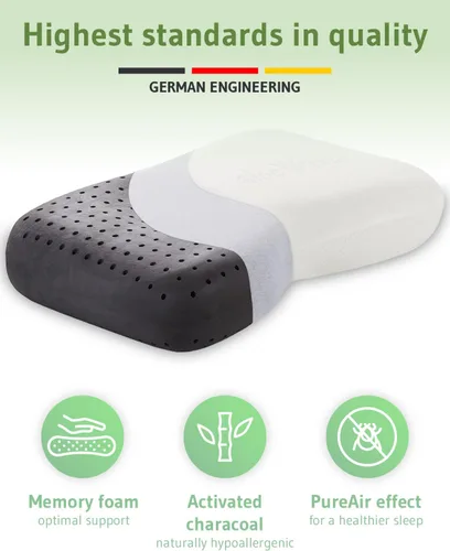 Vista 3 de Third of Life Almohada cervical NuMOON Aloe Vera Almohada de espuma viscoelástica para aliviar el dolor de cuello y hombros Durmientes de lado