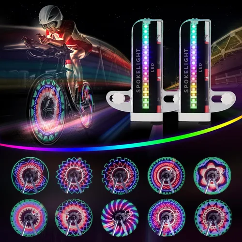 Bicycle Wheel Lights, Bike Wheel Lights for Night Riding, Bike Spoke Light, Bicycle Accessories, 32Leds, 32 Patterns Waterproof, for Kids & Adult