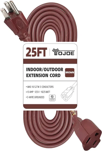 Vista 62 de YOJOE Cable de extensión para interiores y exteriores, calibre 16, SJTW, resistente, 15 pies, color verde, 3 clavijas 13A, resistente a