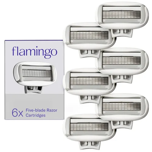 Flamingo Cartuchos de repuesto originales para mujer, 6 unidades, maquinillas de afeitar de 5 hojas para mujer