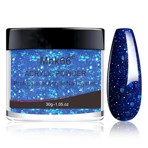 Polvo acrílico profesional con purpurina azul para extensión de uñas, flores 3D de arte de uñas francés, tallado de uñas, principiantes, regalo de