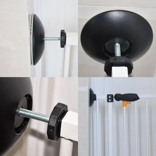 Vista 7 de vmaisi Protector de pared para puerta de bebé, protege las paredes y puertas de las puertas de mascotas y perros, puerta montada a presión