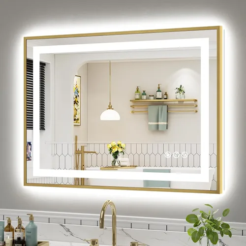 Vista 29 de Briivue Espejo de baño LED de 20 x 28 pulgadas con luces, retroiluminado y frontal iluminado, espejo de tocador de baño con luz antiniebla