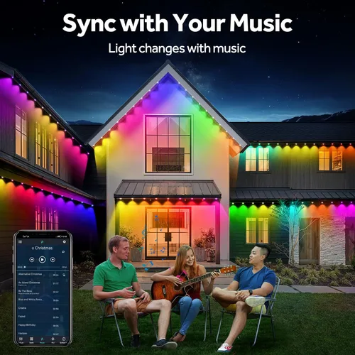 Vista 7 de Luces permanentes para exteriores de 50 pies, luces inteligentes RGB+IC para exteriores con 30 LED, 213 modos de escena, aplicación y control
