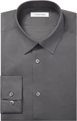 Vista 8 de Calvin Klein Camisa de vestir para hombre Slim Fit Herringbone Stretch gris topo