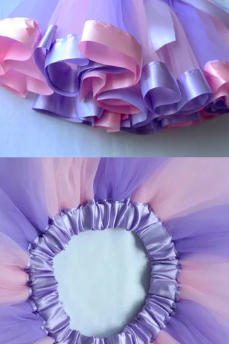 Vista 3 de BGFKS Falda tutú de tul de ballet en capas para niñas pequeñas con lazos coloridos para el cabello
