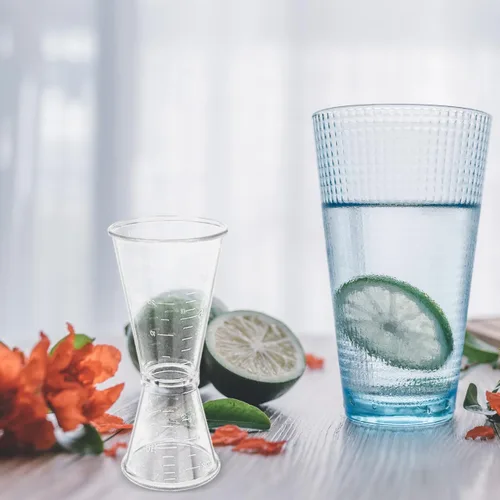 Vista 8 de ULTECHNOVO Taza medidora de doble cabeza, 4 onzas, plástico transparente, para coctel preciso y alcohol, herramienta de barra de mezcla de bebidas
