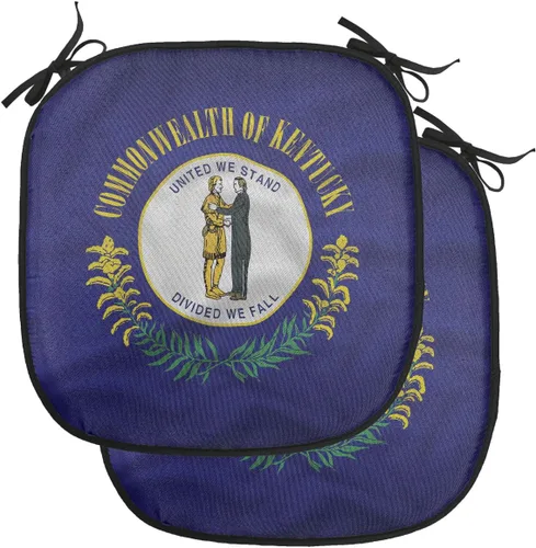 Vista 107 de Lunarable American Chair Cushion Pad, Massachusetts Flagg Holds a Bow and Pointing Downward Arrow, Seat Padding for Kitchen & Patio with Anti-Slip