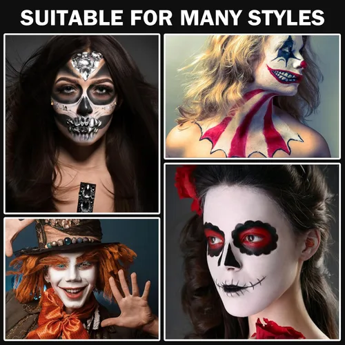 Vista 6 de IONSGAKO Kit de maquillaje de payaso de 3 piezas, pintura corporal profesional a base de aceite a base de aceite para Halloween, efectos especiales