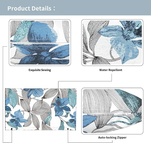 Vista 5 de Juego de 2 fundas cuadradas de 16 x 16 pulgadas para cojín de exteriores, fundas decorativas modernas para cojín de respaldo para muebles de patio