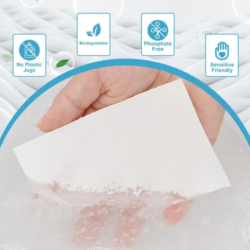 Vista 5 de AIDEA Hojas de detergente para ropa, sin perfume (120 cargas), 60 hojas, detergente ecológico e ingredientes naturales, sin jarra de plástico
