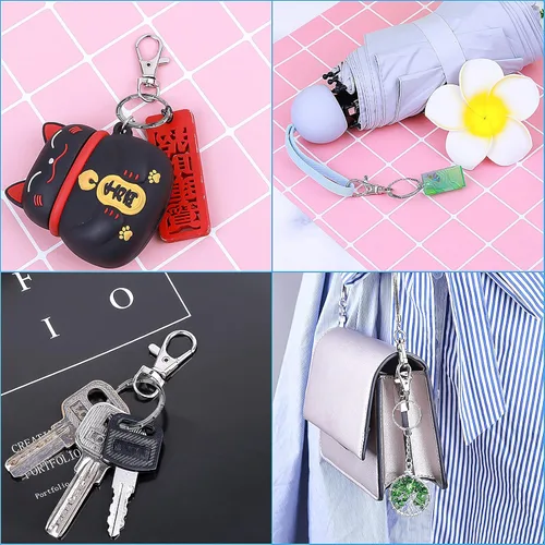 Vista 4 de Ruesious Round Key Rings,Keyring Split Ring Steel,Key Chain Ring Connectors,Circular Keychain,Key Rings Loops