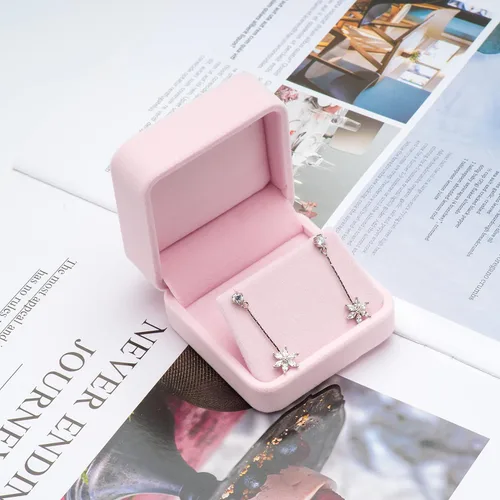 Vista 6 de Cajas de regalo de pendientes de terciopelo Caja de joyería (rosa)