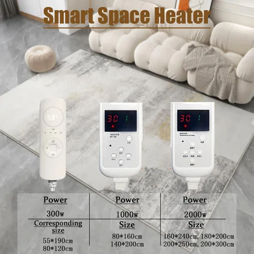 Vista 3 de Electric Floor Heating, Temperature Adjustable Heated Floor Mats, Electric Radiant Floor Heater for Area Rugs, 12 Hour Timer, for Office, Dining