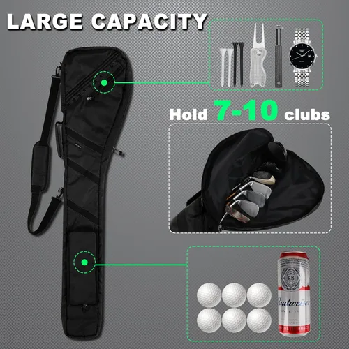 Vista 5 de Big Teeth Bolsa de golf domingo, pequeña bolsa de golf ligera, bolsa de golf Par 3 para unos pocos clubes, práctica con correa de transporte