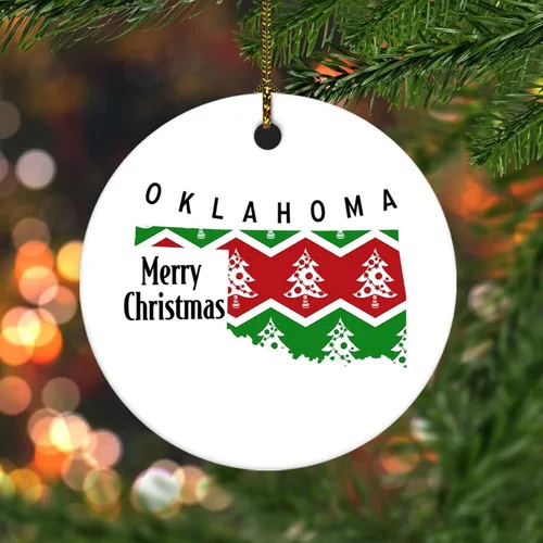 Vista 9 de Flat Circle Ceramic Christmas Ornaments,Merry Christmas US Nevada State Map Ornaments for Christmas Tree Hanging Decorations Funny Holiday Keepsake