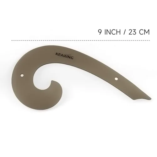 Vista 2 de KEARING Regla clásica curva francesa acrílica de 9 pulgadas (9.1 in), varía la forma de curva, regla de curva de medición de cadera transparente