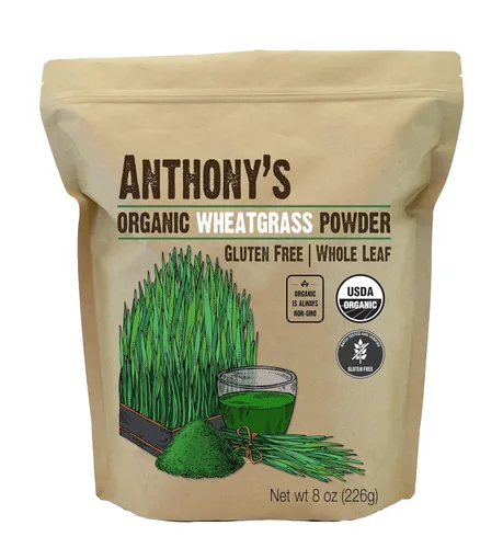 Anthony's Polvo de pasto de trigo orgánico, 8 onzas, cultivado en Estados Unidos, hoja entera, sin gluten, sin OMG