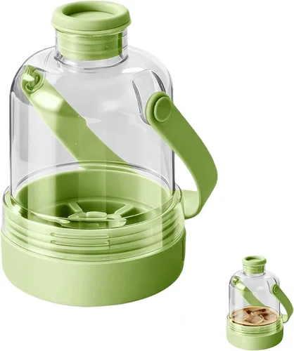 Vista 9 de Generic 2-in-1 Ice Cube Bottle with Handle and Lid, Press-Release Silicone Ice Tray Cup, Leak-Proof Portable Iced Coffee Cup with Ice Tray