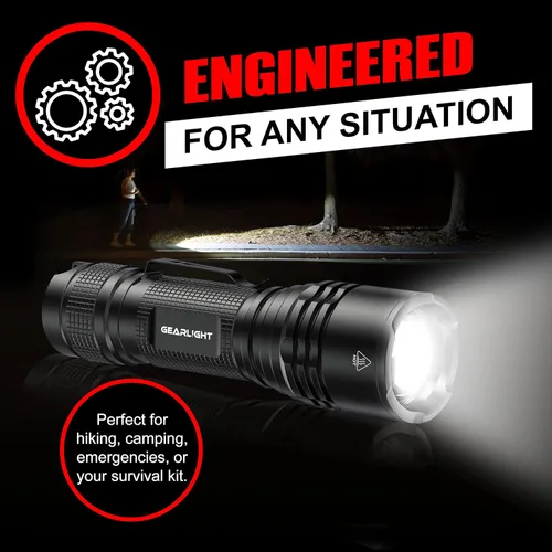 Vista 9 de GearLight Linternas tácticas LED de alto lúmenes, mini linternas para transporte EDC, linterna de emergencia compacta y potente hecha de aluminio