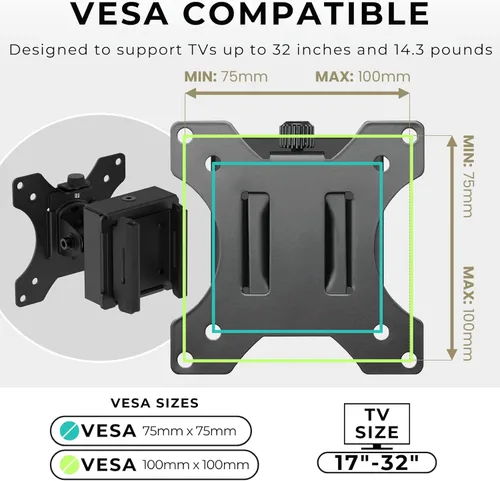 Vista 7 de CondoMounts ZeboZap ZZTVS2011 - Soporte de poste VESA universal con placa VESA extraíble de 2.953 in y 3.937 in Soporte de poste sin taladrar Se