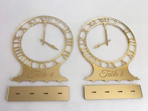 Vista 5 de Wedding Table Numbers, Personalized Laser Cut Clock, Freestanding Modern Centerpieces, Reception Decor, Custom Number Holders, Clock Table Numbers