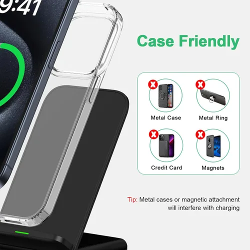 Vista 4 de Cargador inalámbrico Android Samsung para Samsung Galaxy S25FE S25 Plus S25 Edge S25 Ultra S24FE S23 S22, soporte de cargador de teléfono