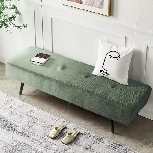 Vista 30 de Banco de entrada, banco beige para dormitorio, moderno extremo otomano de cama, bancos acolchados de pana para sala de estar, vestíbulo, vestíbulo