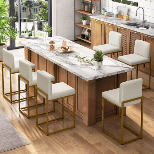 Vista 29 de Sophia & William - Juego de 4 taburetes de bar negros, taburetes de bar modernos de cuero PU de altura de mostrador con respaldo, sillas de isla