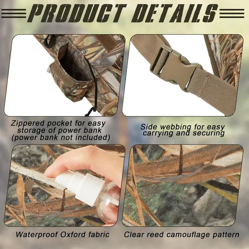 Vista 3 de Barydat Paquete de 2 cojines calefactables para asiento de caza, cálido e impermeable, almohadilla portátil de camuflaje de caña de 16 x 14 x 3.5