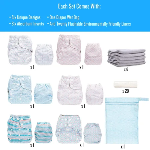 Vista 5 de Simple Being Pañales de tela reutilizables, doble refuerzo, talla única, lavables, suaves, absorbentes, impermeables, ecológicas, unisex, para bebé