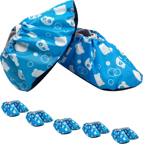 Vista 8 de 5 pares de fundas para zapatos para niños, reutilizables, antideslizantes, lavables, a prueba de polvo, duraderas, impermeables, cubiertas